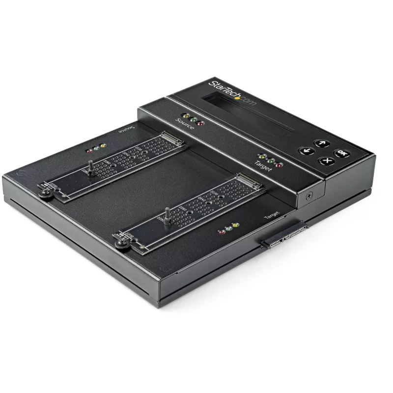 StarTech.com Samodzielny duplikator i kasownik M.2 SATA i M.2 NVMe - Kloner/Wiper HDD/SSD dla M.2 PCIe AHCI/NVMe, M.2 SATA, dysków SATA 2.5/3.5 cala - Zewnętrzny kasownik/duplikator dysków twardych, TAA