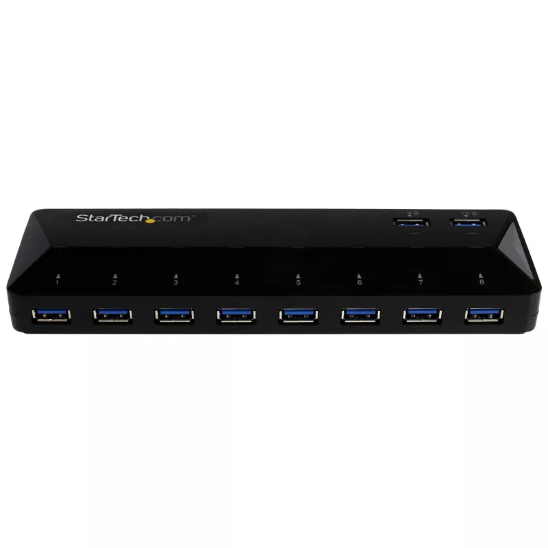 StarTech.com 10-portowy hub USB 3.0 z portami ładowania i synchronizacji – 2 porty 1,5 A~10-portowy hub USB 3.0 z portami ładowania i synchronizacji – 5 Gb/s – 2 porty 1,5 A