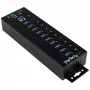 StarTech.com 10-portowy przemysłowy hub USB 3.0 - ochrona ESD i przeciwprzepięciowa~10-portowy hub USB 3.0 - 5 Gb/s - metalowy przemysłowy hub USB-A z ochroną ESD i przeciwprzepięciową - montaż na szynie DIN, ścianie lub biurku - zgodny z TAA rozszerzacz USB