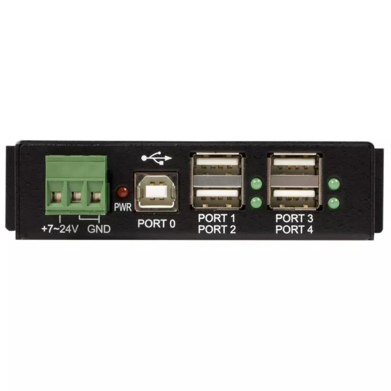 StarTech.com 4-portowy hub USB 2.0 - Metalowy przemysłowy hub USB-A - Hub USB do montażu na szynie DIN, ścianie lub biurku - Zgodny z TAA ekspander USB