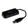 StarTech.com Portable 4 Port SuperSpeed Mini USB 3.0 Hub - Czarny~Portable 4 Port SuperSpeed Mini USB 3.0 Hub - 5Gbps - Czarny