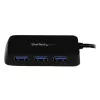 StarTech.com Portable 4 Port SuperSpeed Mini USB 3.0 Hub - Czarny~Portable 4 Port SuperSpeed Mini USB 3.0 Hub - 5Gbps - Czarny