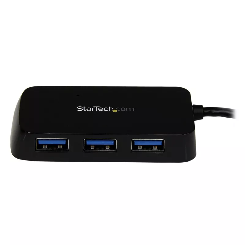 StarTech.com Portable 4 Port SuperSpeed Mini USB 3.0 Hub - Czarny~Portable 4 Port SuperSpeed Mini USB 3.0 Hub - 5Gbps - Czarny