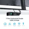 StarTech.com 7-portowy hub USB 2.0 - Metalowy przemysłowy hub USB-A z ochroną ESD i ochroną przeciwprzepięciową 350 W - Montaż na szynie DIN, ścianie lub biurku - Zgodny z TAA rozszerzacz USB