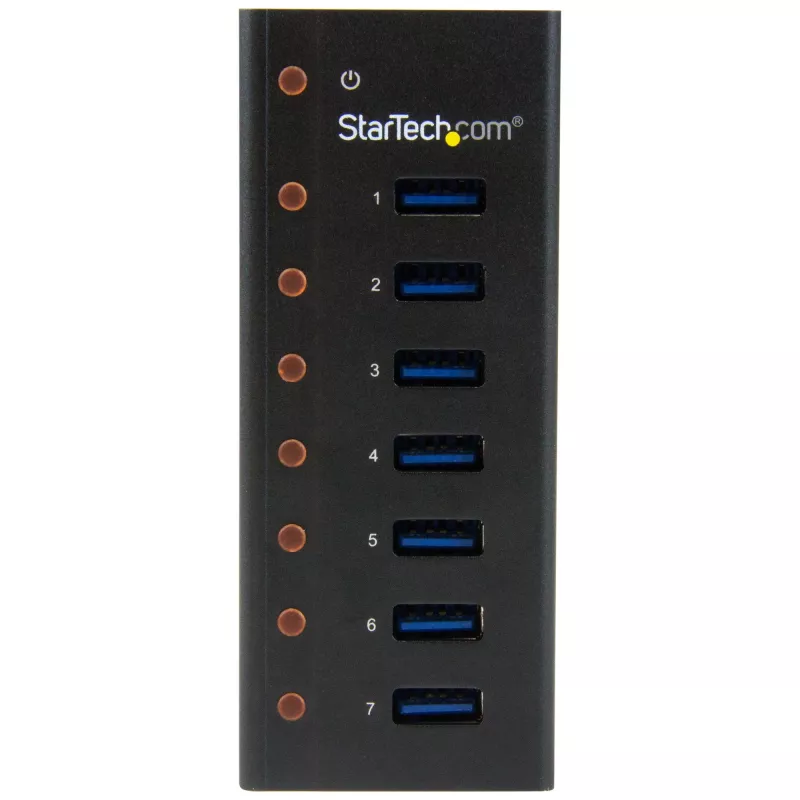 StarTech.com 7-portowy hub USB 3.0 - Obudowa metalowa do montażu na biurku lub ścianie~7-portowy hub USB 3.0 (5 Gb/s) - Obudowa metalowa do montażu na biurku lub ścianie