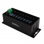 StarTech.com 7-portowy przemysłowy hub USB 3.0 z ochroną ESD ~ 7-portowy hub USB 3.0 (5 Gb/s) – Metalowy przemysłowy hub USB-A z ochroną ESD i ochroną przeciwprzepięciową 350 W – Możliwość montażu na szynie DIN, ścianie lub biurku – Zgodny z TAA rozszerzacz USB