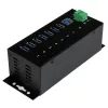 StarTech.com 7-portowy przemysłowy hub USB 3.0 z ochroną ESD ~ 7-portowy hub USB 3.0 (5 Gb/s) – Metalowy przemysłowy hub USB-A z ochroną ESD i ochroną przeciwprzepięciową 350 W – Możliwość montażu na szynie DIN, ścianie lub biurku – Zgodny z TAA rozszerzacz USB