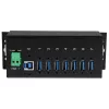 StarTech.com 7-portowy przemysłowy hub USB 3.0 z ochroną ESD ~ 7-portowy hub USB 3.0 (5 Gb/s) – Metalowy przemysłowy hub USB-A z ochroną ESD i ochroną przeciwprzepięciową 350 W – Możliwość montażu na szynie DIN, ścianie lub biurku – Zgodny z TAA rozszerzacz USB