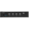 StarTech.com 4-portowy przełącznik HDMI KVM – pojedynczy monitor 4K 60 Hz Ultra HD HDR – biurkowy przełącznik KVM HDMI 2.0 z 2-portowym hubem USB 3.0 (5 Gb/s) i 4x USB 2.0 HID, audio – przełączanie skrótami klawiszowymi – TAA