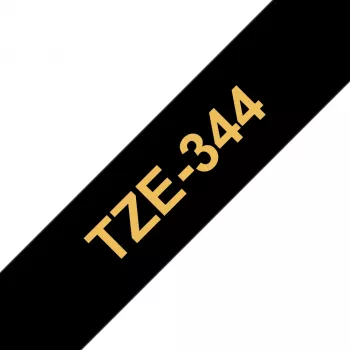 Taśma laminowana Brother 18mm, Złoty na czarnym, TZe, Termotransferowa, Chiny, 5 lat, Brother