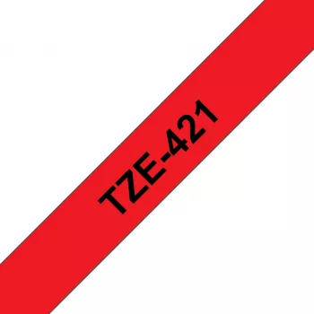 Taśma do etykietowania Brother TZE-421 – czarny nadruk na czerwonym tle