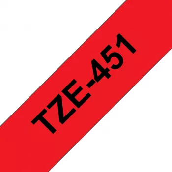 Taśma do etykieciarki Brother TZE-451 czarna na czerwonym TZ