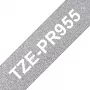 Taśma do drukarki etykiet Brother TZE-PR955, biały na srebrnym