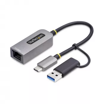 StarTech.com Adapter USB-C na Ethernet 2,5 GbE z konwerterem USB-A, kontroler NBASE-T NIC, sieć USB 3.0 Type-C 2,5/1 G, wiele prędkości, kompatybilny z Thunderbolt, Windows i Mac