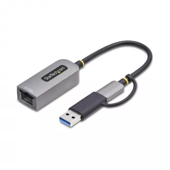 StarTech.com Adapter USB-C na Ethernet 2,5 GbE z konwerterem USB-A, kontroler NBASE-T NIC, sieć USB 3.0 Type-C 2,5/1 G, wiele prędkości, kompatybilny z Thunderbolt, Windows i Mac