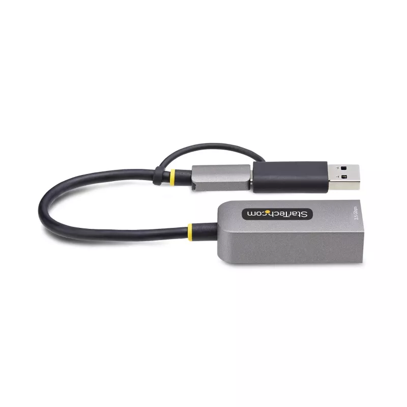 StarTech.com Adapter USB-C na Ethernet 2,5 GbE z konwerterem USB-A, kontroler NBASE-T NIC, sieć USB 3.0 Type-C 2,5/1 G, wiele prędkości, kompatybilny z Thunderbolt, Windows i Mac