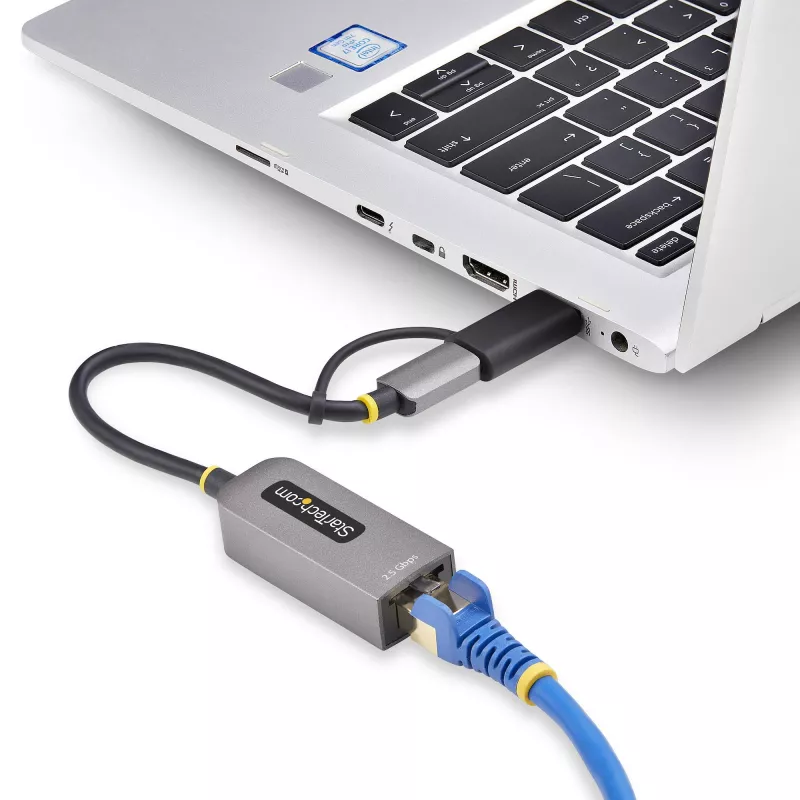 StarTech.com Adapter USB-C na Ethernet 2,5 GbE z konwerterem USB-A, kontroler NBASE-T NIC, sieć USB 3.0 Type-C 2,5/1 G, wiele prędkości, kompatybilny z Thunderbolt, Windows i Mac