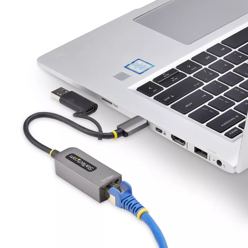 StarTech.com Adapter USB-C na Ethernet 2,5 GbE z konwerterem USB-A, kontroler NBASE-T NIC, sieć USB 3.0 Type-C 2,5/1 G, wiele prędkości, kompatybilny z Thunderbolt, Windows i Mac
