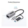 StarTech.com Adapter USB-C na Ethernet 2,5 GbE z konwerterem USB-A, kontroler NBASE-T NIC, sieć USB 3.0 Type-C 2,5/1 G, wiele prędkości, kompatybilny z Thunderbolt, Windows i Mac