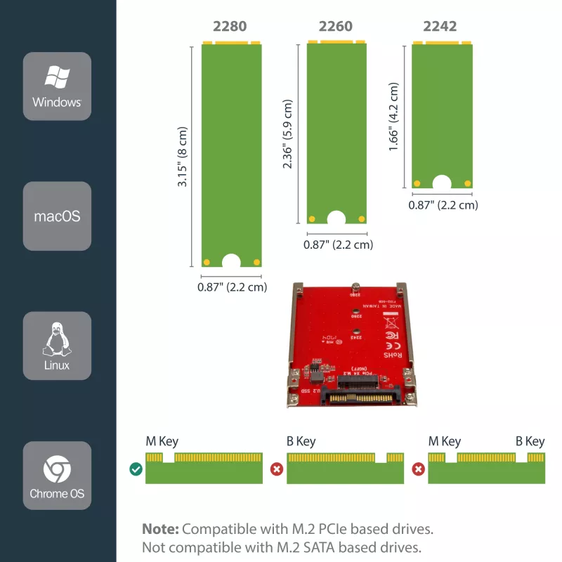 StarTech.com Adapter hosta M.2 do U.2 (SFF-8639) dla dysków M.2 PCIe NVMe SSD