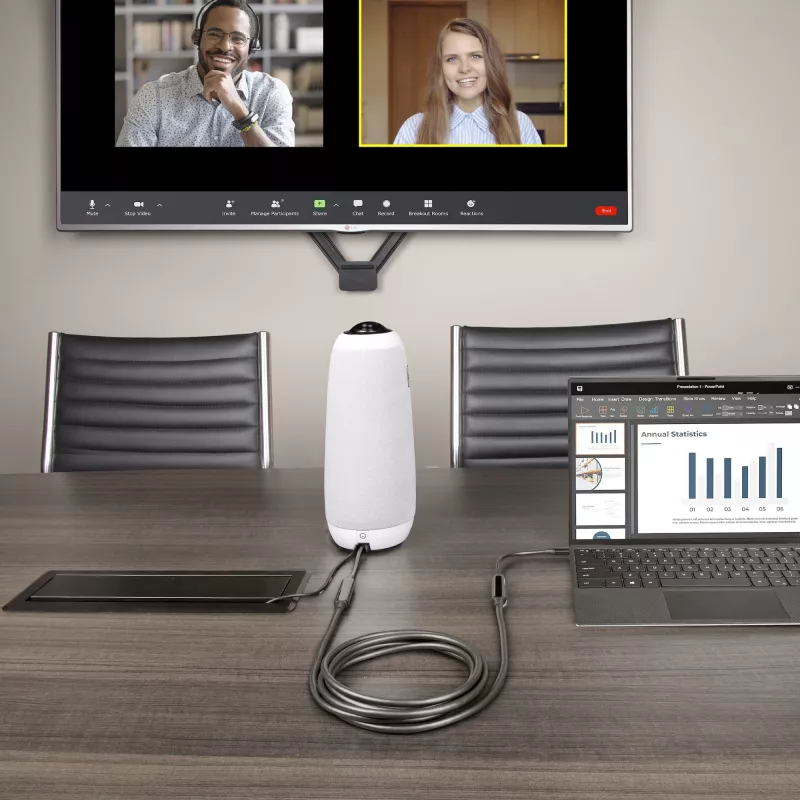 StarTech.com 3m (10ft) Aktywny kabel USB-C, USB 3.2 Gen 2 10Gbps, Długi kabel do przesyłu danych USB Type-C, Zasilanie 60W, 8K 60Hz, DP 1.4 Alt Mode z HBR3/HDR10/MST/DSC 1.2/HDCP 2.2 - Kabel USB C do C