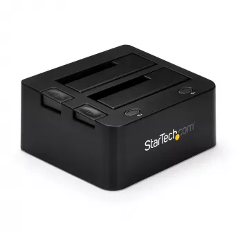Stacja dokująca StarTech.com Dual-Bay USB 3.0 do SATA i IDE, dok do dysków twardych USB, zewnętrzna stacja dokująca 2,5/3,5 cala SATA I/II/III i IDE (40 pin) SSD/HDD, zatoki na dyski z możliwością hot-swap, ładowanie od góry