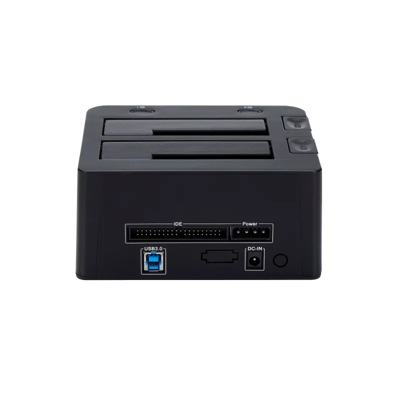 Stacja dokująca StarTech.com Dual-Bay USB 3.0 do SATA i IDE, dok do dysków twardych USB, zewnętrzna stacja dokująca 2,5/3,5 cala SATA I/II/III i IDE (40 pin) SSD/HDD, zatoki na dyski z możliwością hot-swap, ładowanie od góry