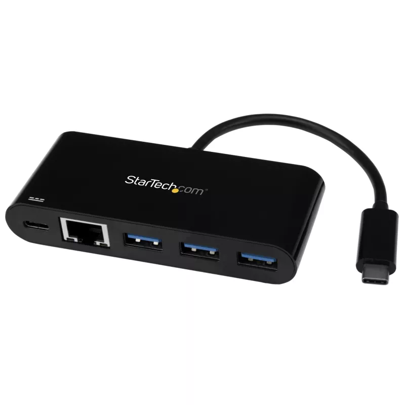 StarTech.com Adapter USB-C na Ethernet z 3-portowym hubem USB 3.0 i Power Delivery