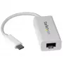 StarTech.com Adapter sieciowy USB-C na Gigabit Ethernet - Biały, przewodowy, USB Type-C, Ethernet, 5000 Mbit/s, Biały