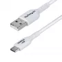 StarTech.com Kabel ładujący USB-A do USB-C 2 m (6,6 stopy), ładowanie i synchronizacja, 3 A, USB 2.0, osłona TPE - biały przewód ładujący USB