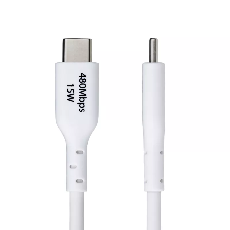 StarTech.com Kabel ładujący USB-A do USB-C 2 m (6,6 stopy), ładowanie i synchronizacja, 3 A, USB 2.0, osłona TPE - biały przewód ładujący USB