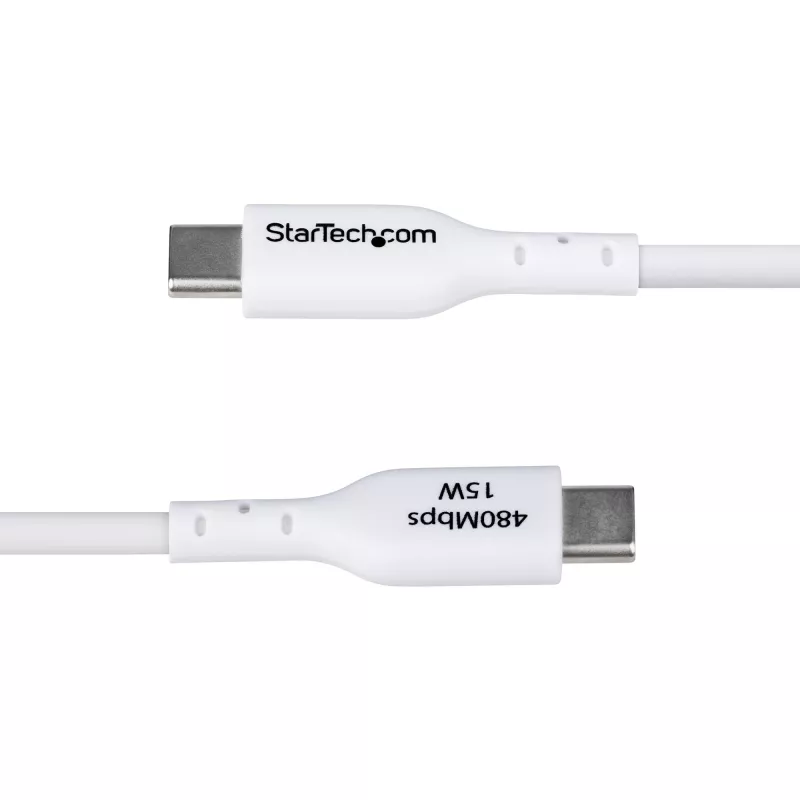 StarTech.com Kabel ładujący USB-A do USB-C 2 m (6,6 stopy), ładowanie i synchronizacja, 3 A, USB 2.0, osłona TPE - biały przewód ładujący USB
