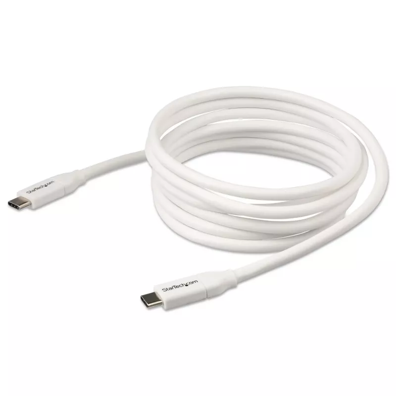 StarTech.com USB-C do USB-C Przewód z 5A PD - M/M - Biały - 2 m (6 stóp) - USB 2.0 - Certyfikowany USB-IF