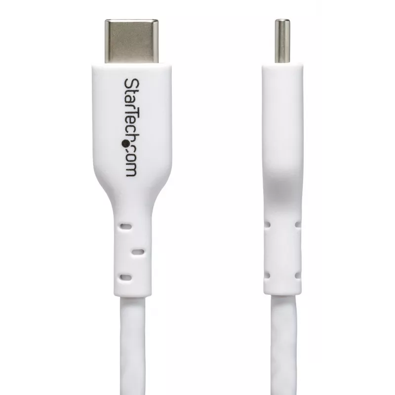 StarTech.com 2m (6.6ft) Biały Kabel Ładujący USB-C, Kabel USB C, Przewód Ładowania Laptopa USB 2.0 Type-C, Power Delivery 60W 3A, Powłoka TPE, Kabel Transferu Danych USB-C, M/M
