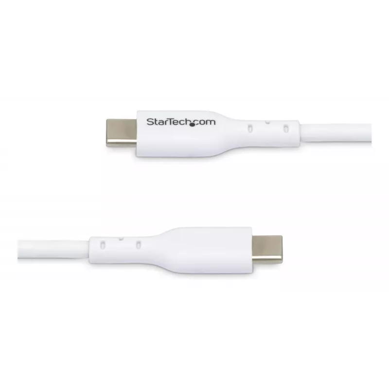 StarTech.com 2m (6.6ft) Biały Kabel Ładujący USB-C, Kabel USB C, Przewód Ładowania Laptopa USB 2.0 Type-C, Power Delivery 60W 3A, Powłoka TPE, Kabel Transferu Danych USB-C, M/M