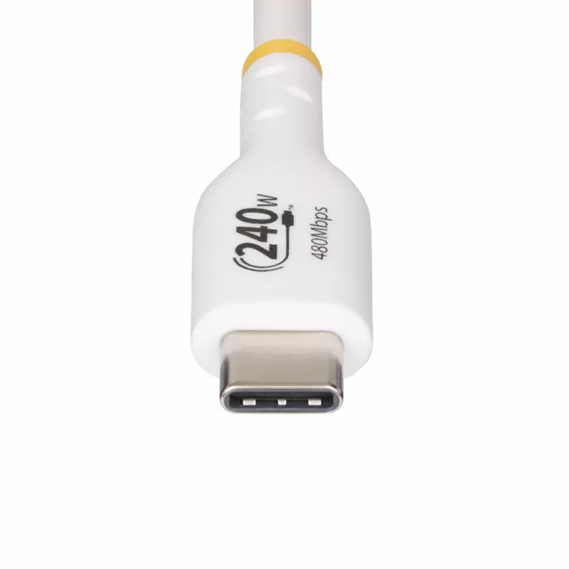 StarTech.com 1m Biały Kabel Ładujący USB-C, Certyfikat USB-IF Kabel USB C, 240W PD EPR, Przewód Zasilający do Laptopa USB 2.0 Type-C, Kabel do Transferu Danych USB-C, Powłoka TPE