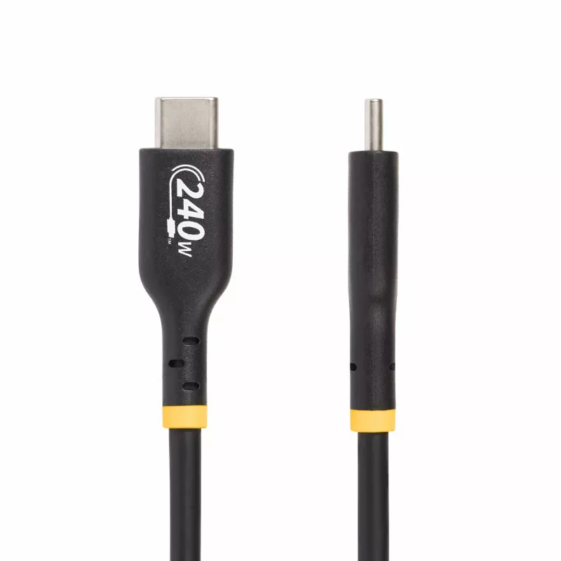 StarTech.com 2m Przewód ładujący USB-C, certyfikowany przez USB-IF kabel USB C, 240W PD EPR, USB 2.0 Type-C Przewód ładujący do laptopa, Kabel do przesyłania danych USB-C, Osłona TPE, M/M