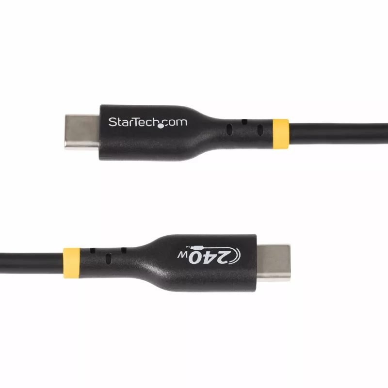StarTech.com 2m Przewód ładujący USB-C, certyfikowany przez USB-IF kabel USB C, 240W PD EPR, USB 2.0 Type-C Przewód ładujący do laptopa, Kabel do przesyłania danych USB-C, Osłona TPE, M/M