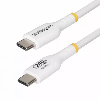 StarTech.com 2m Biały Kabel Ładujący USB-C, Certyfikowany USB-IF Kabel USB C, 240W PD EPR, USB 2.0 Type-C Przewód Zasilający Laptop, Kabel Transferu Danych USB-C, Osłona TPE