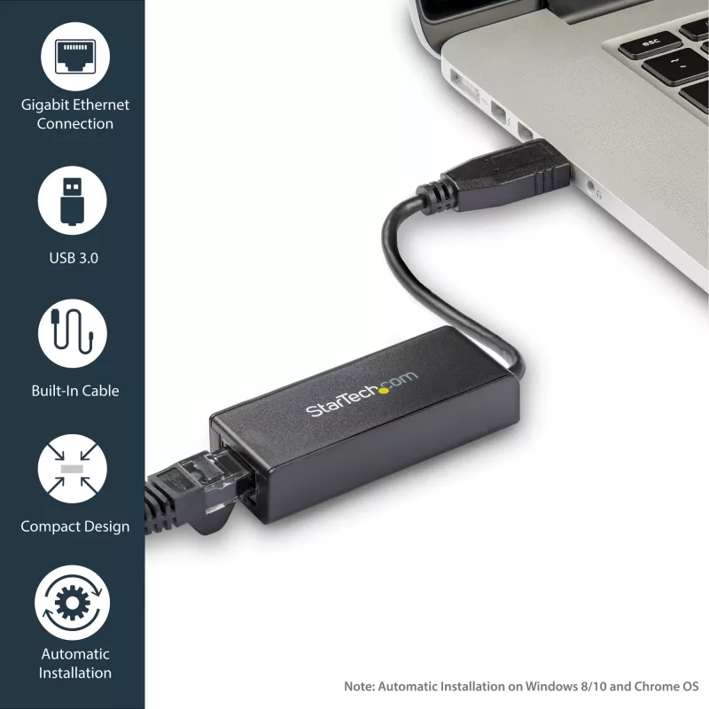 StarTech.com USB 3.0 do Gigabit Ethernet – adapter sieciowy, 10/100/1000 Mb/s, USB na RJ45, adapter USB 3.0 do LAN, adapter Ethernet USB 3.0 (GbE), zgodny z TAA