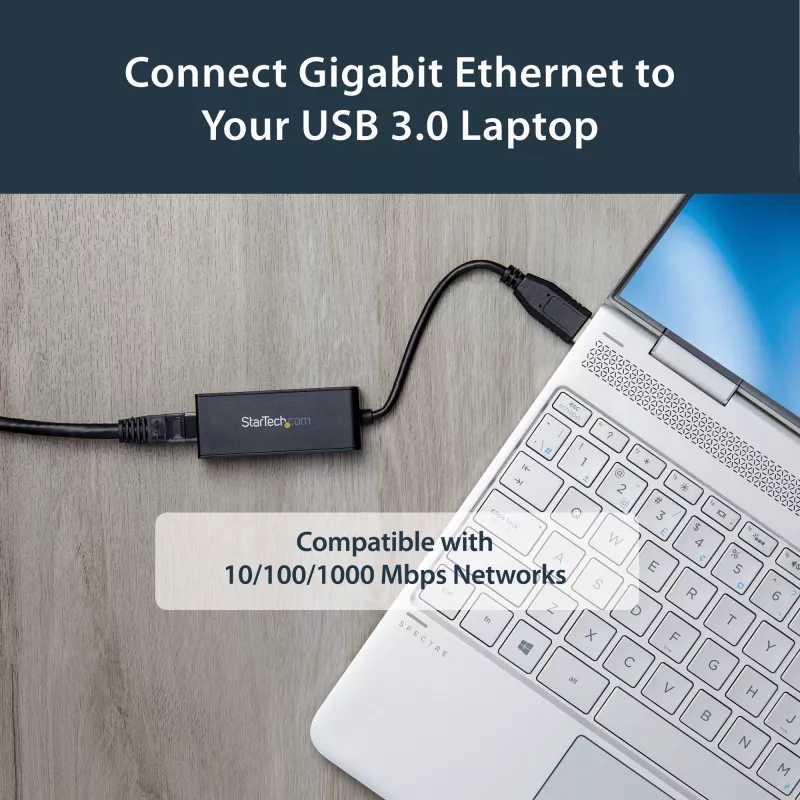 StarTech.com USB 3.0 do Gigabit Ethernet – adapter sieciowy, 10/100/1000 Mb/s, USB na RJ45, adapter USB 3.0 do LAN, adapter Ethernet USB 3.0 (GbE), zgodny z TAA