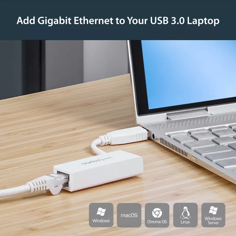 StarTech.com Karta sieciowa USB 3.0 do Gigabit Ethernet, 10/100/1000 Mbps, USB na RJ45, Adapter USB 3.0 do LAN, Karta sieciowa USB 3.0 Ethernet (GbE), zgodna z TAA