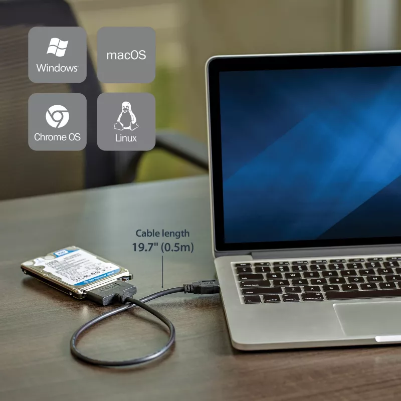 StarTech.com Adapter kablowy USB 3.1 do 2,5-calowego dysku twardego SATA – USB 3.1 Gen 2 10 Gb/s z UASP, zewnętrzny konwerter pamięci HDD/SSD