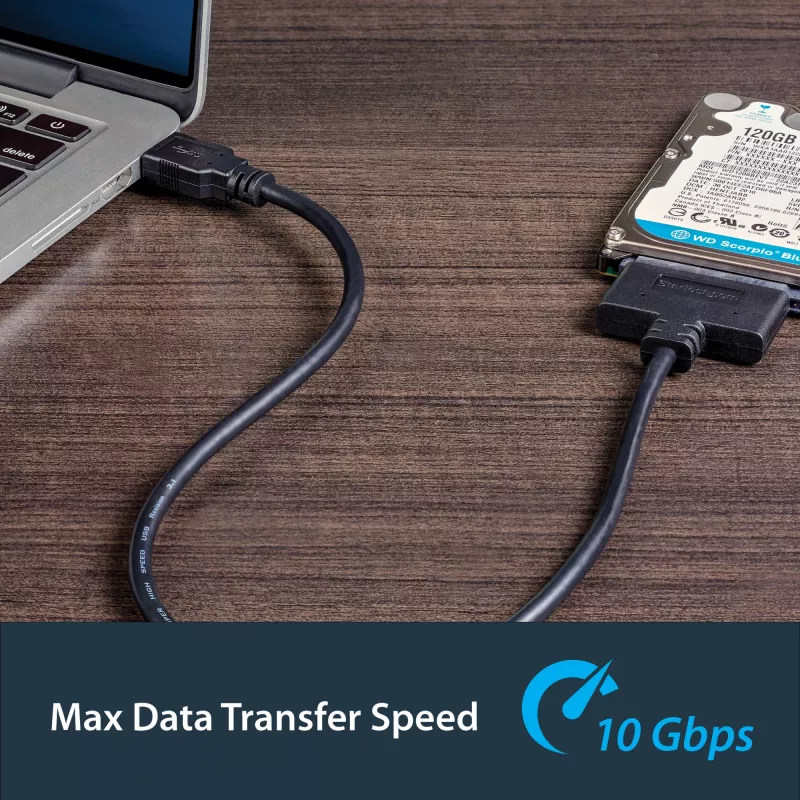 StarTech.com Adapter kablowy USB 3.1 do 2,5-calowego dysku twardego SATA – USB 3.1 Gen 2 10 Gb/s z UASP, zewnętrzny konwerter pamięci HDD/SSD