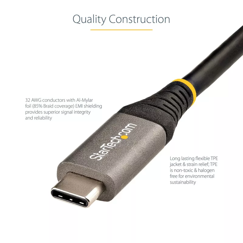 StarTech.com Kabel USB C o długości 3 stóp (1 m) 10 Gb/s - certyfikat USB-IF - kabel USB 3.1 typu C - ładowanie Power Delivery 100 W (5 A), tryb alternatywny DP - przewód USB C do C - ładowanie i synchronizacja