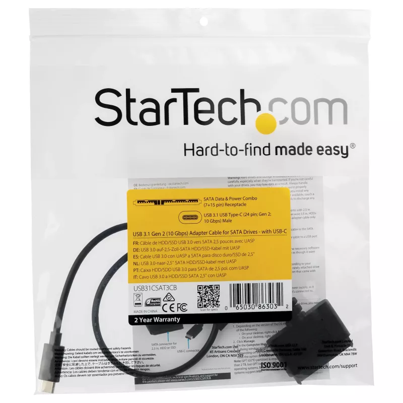 adapter kablowya StarTech.com USB 3.1 (10 Gb/s) do dysków SATA 2,5 inch - USB-C