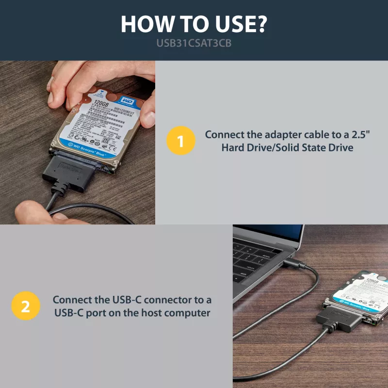 adapter kablowya StarTech.com USB 3.1 (10 Gb/s) do dysków SATA 2,5 inch - USB-C