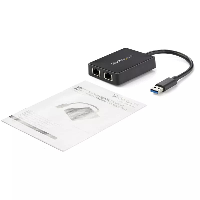 StarTech.com USB 3.0 do adaptera sieciowego Ethernet z dwoma portami gigabitowymi z portem USB