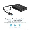 StarTech.com Adapter USB 3.0 na dwa DisplayPort – 4K 60Hz, 3.2 Gen 1 (3.1 Gen 1), USB Type-A, wyjście DisplayPort, 4096 x 2160 pikseli
