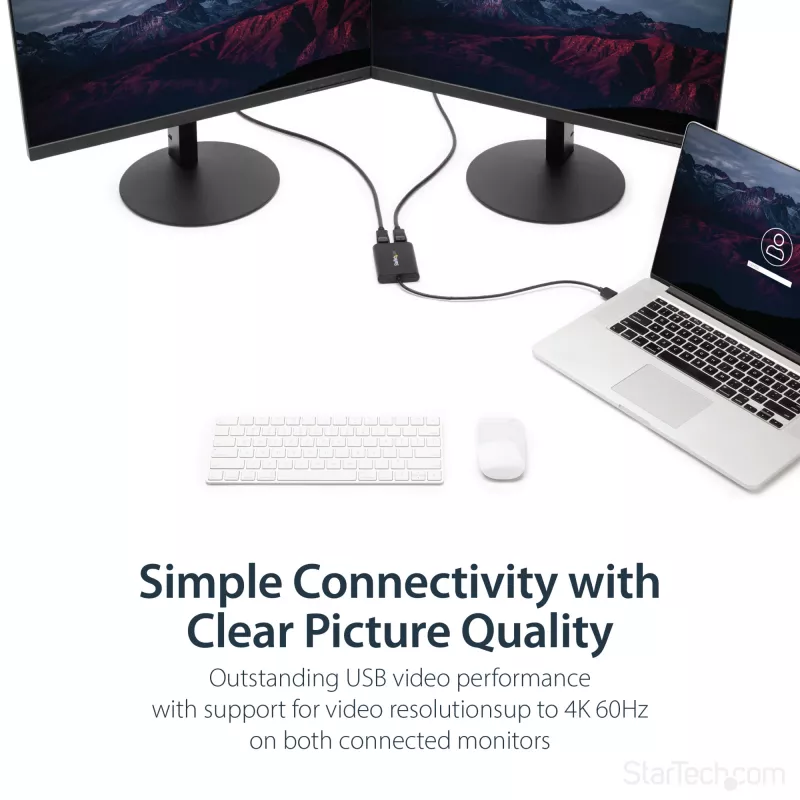 StarTech.com Adapter USB 3.0 na dwa DisplayPort – 4K 60Hz, 3.2 Gen 1 (3.1 Gen 1), USB Type-A, wyjście DisplayPort, 4096 x 2160 pikseli